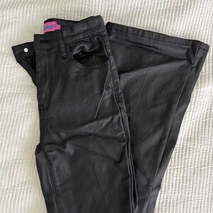 Edikted Luna Faux Leather Flare Jeans - Petite